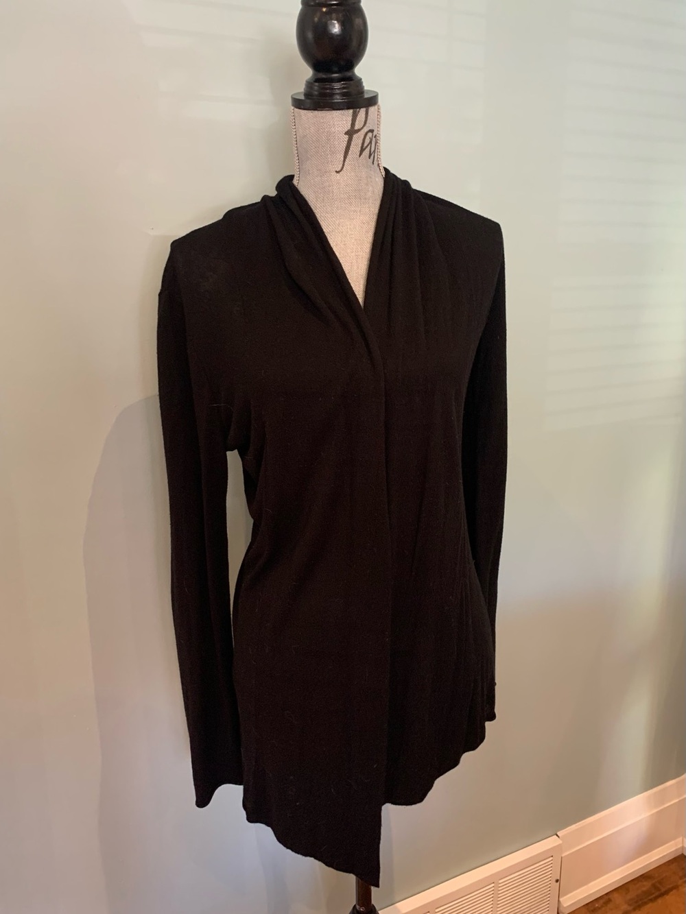 Express Black Draped Open-Front Long Sleeve Top